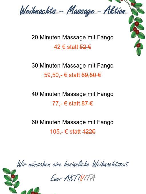 Weihnachts-Massage Aktion – ein perfektes Geschenk