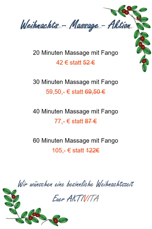 Weihnachts-Massage Aktion – ein perfektes Geschenk